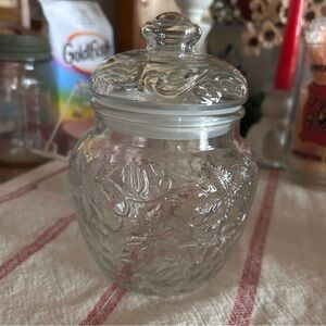 Princess House Intricate Clear Glass Canister with Lid